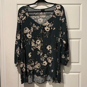 Torrid dark green long sleeve button front top- size 2